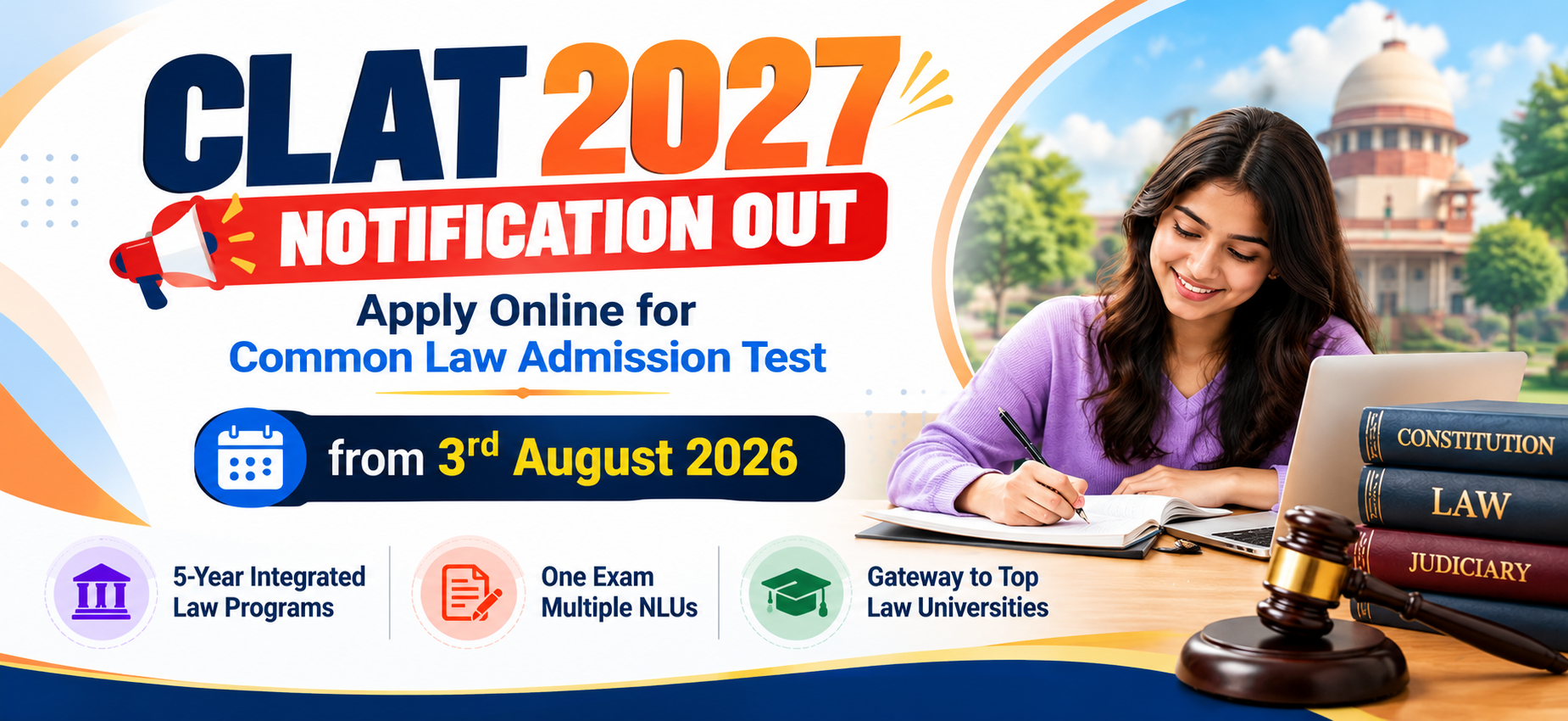 CLAT 2027 – Registration, Exam Date, Syllabus & Eligibility